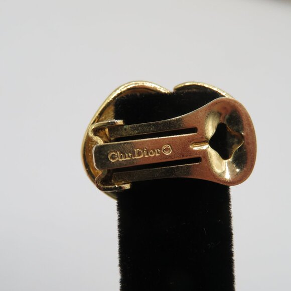 Christian Dior Vintage Crystal Pave Knot Gold Tone Clip On Earrings - Picture 5 of 14